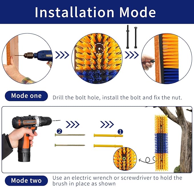 Livestock Scratch Brush With 16 Screws，Animal Back Scratching Brush for Cow,Cattle,Sheep, Horses,Pigs，Massage Grooming Tool(Yellow, 4pcs)