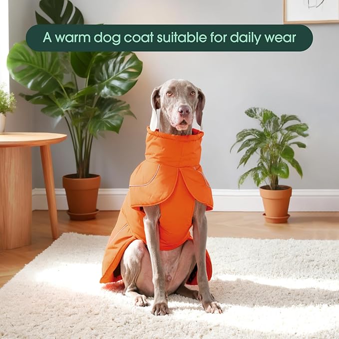 Kuoser Dog Jacket, Dog Coats for Medium Dogs, Warm Pet Winter Coat Jacket, Adjustable Fleece Pet Puffer Vest, Windproof Waterproof Doggie Raincoat Snowsuit Outfits with Reflective Strips
