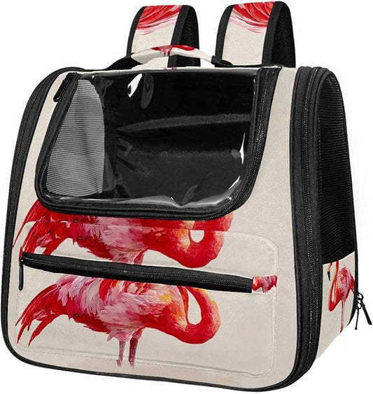 Color Flamingo (1) Cat Backpack Carrier, Breathable Cat Carrier Large Space Bubble Pet Backpack for Kitty Small Dog