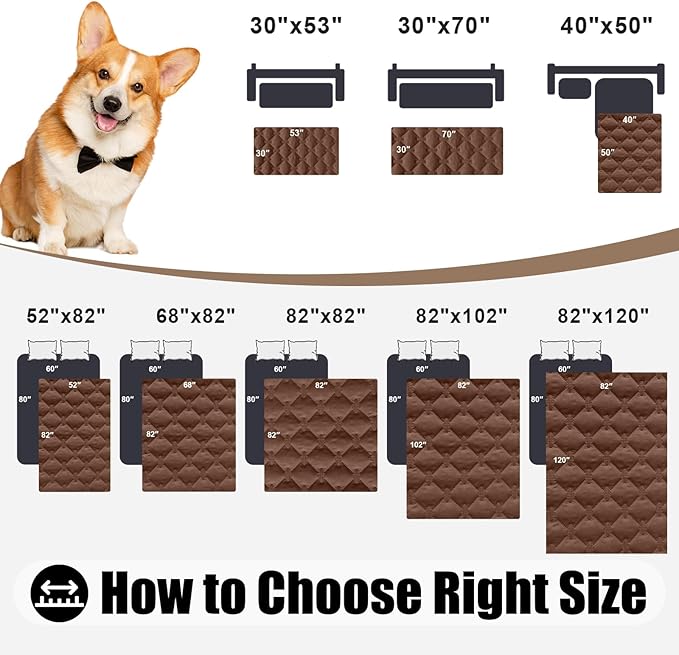 Smiry Waterproof Dog Bed Cover Blanket, Soft Reversible Pet Blanket, Washable Leakproof Cats Dogs Couch Cover for Sofa, Couch, Furniture, Plaid (82x102 Inch, Brown/Chocolate)