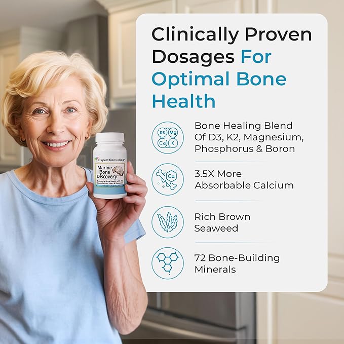 Marine Calcium Bone Density Supplement, 3.5X Absorbable Pearl Calcium & Icelandic Marine Algae, with Magnesium, Vitamin D3 K2 & More, Organic, Holistic Alternative, Astronaut Endorsed - 30 Days Supply