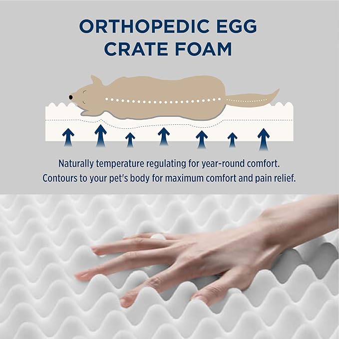 Bedsure Large Dog Bed for Crate - Comfy Flat Pet Beds with Removable Washable Cover, Orthopedic Egg Crate Foam Crate Mat, Suitable for Pet Up to 50 lbs