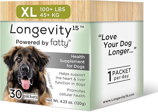 Yummy Combs Longevity15 – C15:0 – Fatty Acid Health Supplement for Dogs – Healthy Pet Supplies – for Extra Large Dogs, 1 Pack