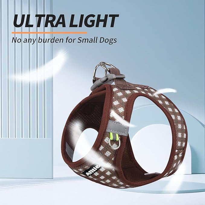 AIITLE Easy Walk Dog Vest Harness and Leash Set, Pet Supply No Pull, Breathable Mesh, Reflective Stripes, Adjustable Escape Proof Pet Outdoor Harnesses for Medium Dogs Chocolate L