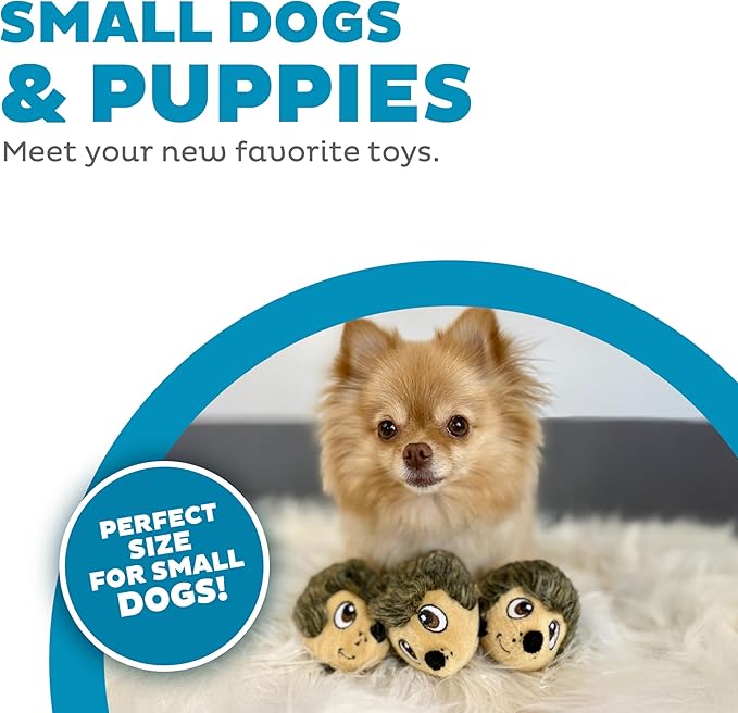 Outward Hound Squeakin' Hedgiez Plush Replacement Dog Toys - 3 Pack
