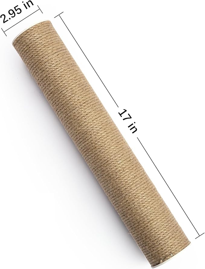 SVD.PET Scratching Post Replacement, 17" x 2.95" Jute Rope Tree Replacement Post, Refill Scratcher Posts With M8 Screws for Indoor Cat Tree, Tower and DIY Scratcher (1PCS)