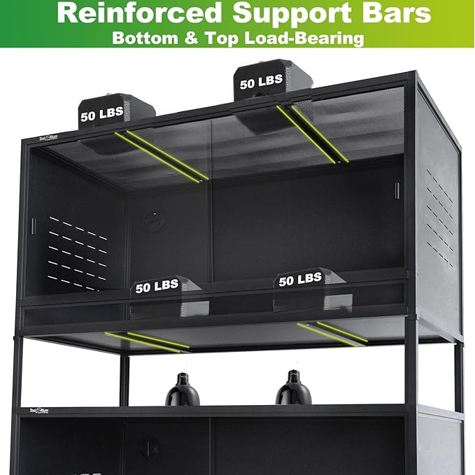 Stackable Space efficient PVC Reptile Enclosures 44 Gallon ToxiRium Large Reptile 40''x16''x16 Tank for Bearded Dragon Lizard Snake,Wide Breeding Vivarium with Sliding Doors Lock-2pcs with spacers