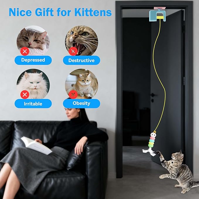 Automatic Cat Toy Interactive String Feather Toy USB-C Rechargeable