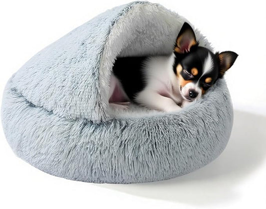 YUDANSI Calming Cat Beds for Indoor Cats - 26x26 Inch Small Dog Bed Washable, Built-in Support, Stable and not Collapsing, Anti-Anxiety Soft Anti-Slip Pet Beds, Fluffy for Small Medium Cats and Dogs