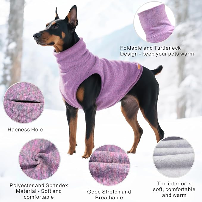 Mosucoirl Dog Sweaters Pet Pullover,Turtleneck Doggy Sweatshirt for Extra Large Dogs Thick Warm Dog Clothes Fleece Soft Winter Puppy Hoodies Outfit for Small Medium Large Dogs XS-4XL (Purple, 3XL)