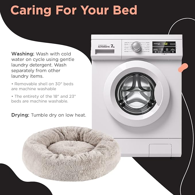 Best Friends by Sheri SnuggleSoft Faux Fur Calming Donut Bed for Dogs and Cats, Brown, Extra Small, 18x18