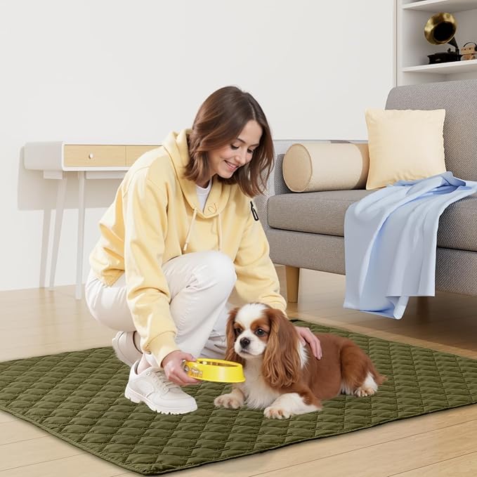 Smiry Waterproof Dog Bed Cover Blanket, Soft Reversible Pet Blanket, Washable Leakproof Cats Dogs Couch Cover for Sofa, Couch, Furniture, Plaid (82x120 Inch, Green/Navy)
