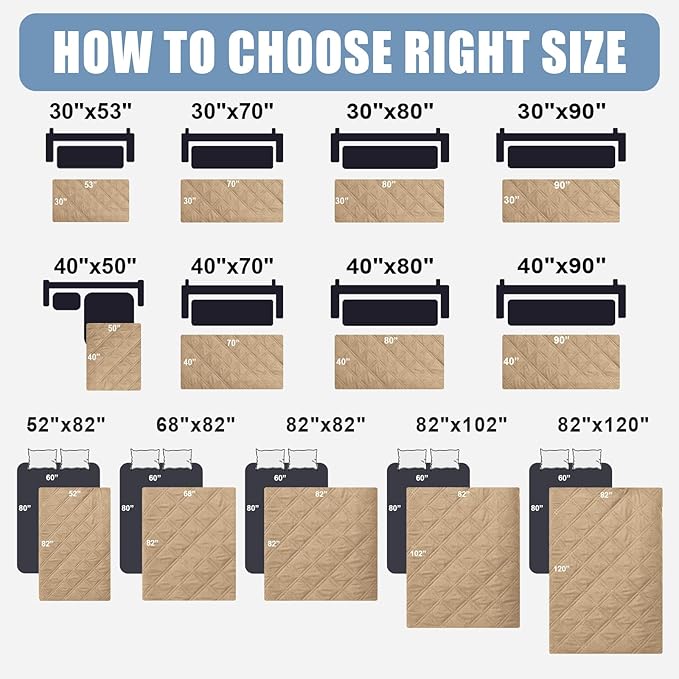Smiry Waterproof Dog Bed Cover Pet Blanket, Soft Washable Dog Blanket for Furniture Bed Couch Sofa Reversible, Checkered (30"x70", Camel/Camel)