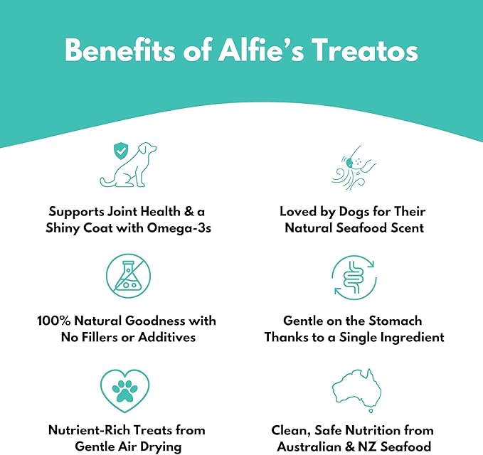 ALFIE'S TREATOS Shrimp Treats for Dogs & Cats (4.24 oz, 2x2.12 oz), Value Bundle, Air-Dried Dog Treats, Food Topper & Training, Australian Wild-Caught, Single Ingredient, Freeze-Dried Alternative