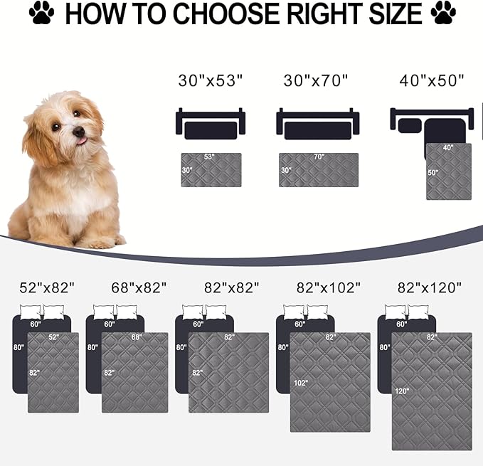 Smiry Waterproof Dog Blanket, 68x82 Inch Soft Pet Bed Cover Reversible, Washable Sofa Couch Furniture Protector for Small Medium Large Dog Puppy Cat, Geometric, Grey/Light Grey