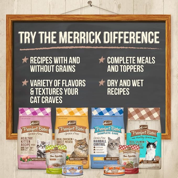 Merrick Purrfect Bistro Grain Free Premium Canned Pate Adult Wet Cat Food, Variety Pack, Chicken, Duck, Turkey - (Pack of 1) 8.25 lb. Cans