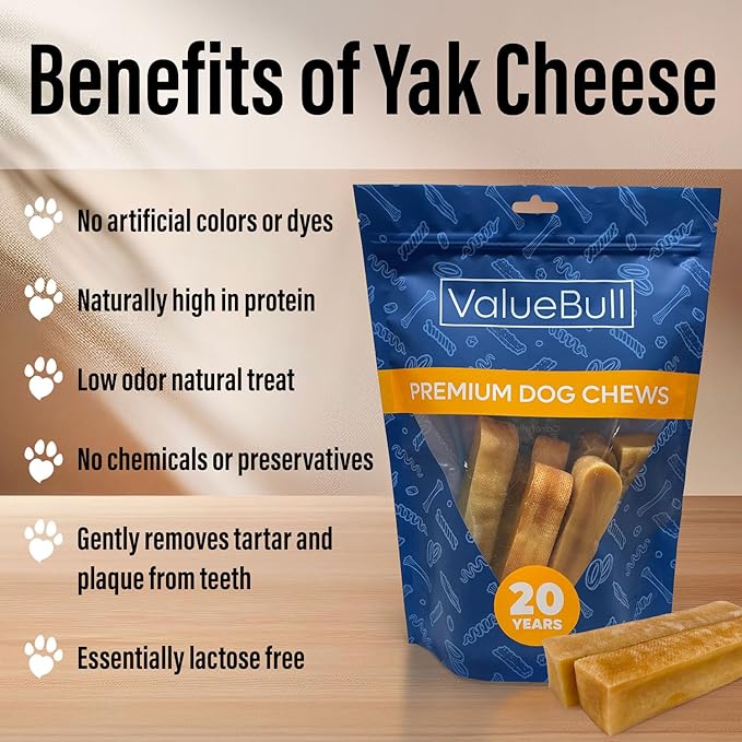 ValueBull Himalayan Yak Cheese Dog Chews, Small, 100 ct Wholesale Pack - Long Lasting for Aggressive Chewers, All Natural, Healthy & Safe, Low Odor Nepal Yak Milk Chews