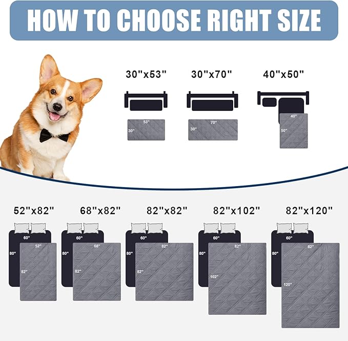 Smiry Waterproof Dog Bed Cover Pet Blanket, Soft Washable Dog Blanket for Furniture Bed Couch Sofa Reversible, Checkered (30"x70", Grey/Dark Grey)