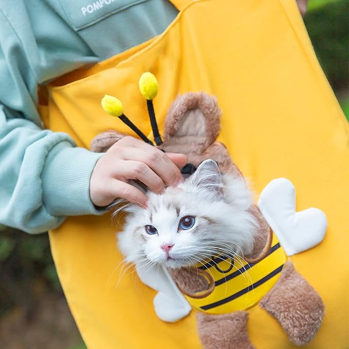 Pet Canvas Shoulder Carrying Bag, Cute Rabbit Shaped Cat Carrier, L Size Portable Kitten & Puppy Tote, Comfort Carriers for Small Dogs, Cats, and Pets, Handbag for Outdoor, Shopping, and Camping