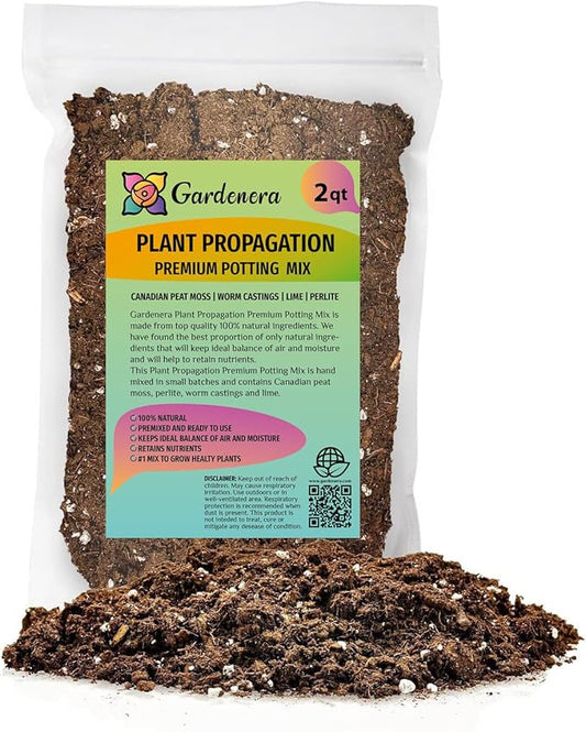 Premium Plant Propagation Potting Mix by Gardenera: Pre-Mixed and Ready to Use for Convenient Propagation - 2 Quart