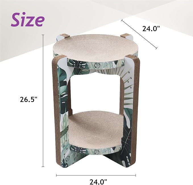 Necoichi Cat Scratcher Tower for Indoor Cats - Cat Scratching Post Lounger with Reversible Usability and Extra Comfort for Lounge, Cardboard Bed Couch / (XL, Oak)