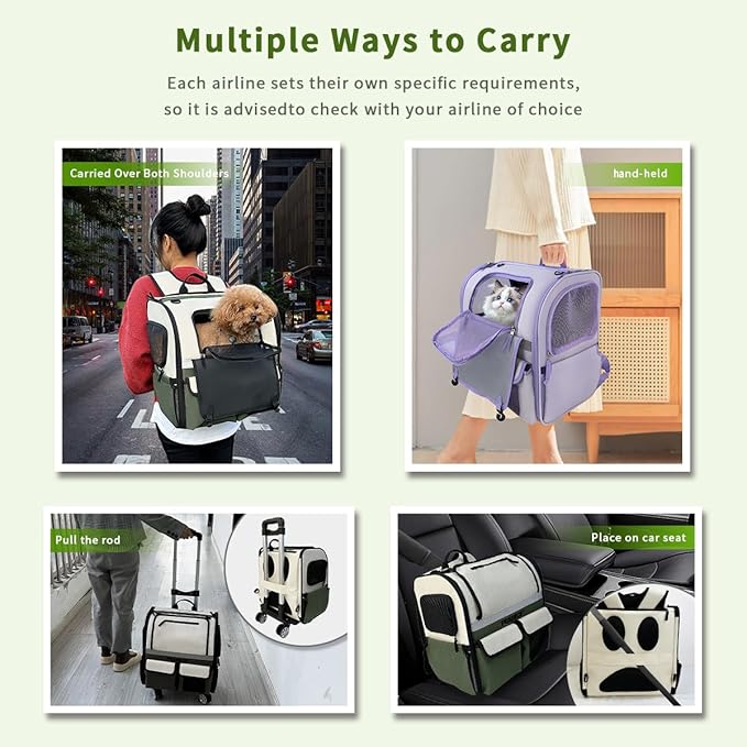 Cat Backpack Carrier, Pet Backpack for Small Dogs, Medium Cats, UP to 16 lbs, Ergonomic 3D Design, Strap Hidden Storage Compartment Dog Backpack Carrier for Hiking, Camping and Vet Visits (Purple)