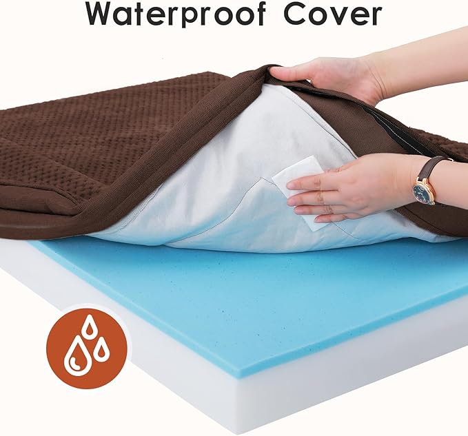 Orthopedic Dog Beds Large Sized Dog, Memory Foam Pet Bed for Large Dogs, Washable Removable Cover, Nonskid Bottom, Waterproof, 44x32x6 Inches, Brown Grey
