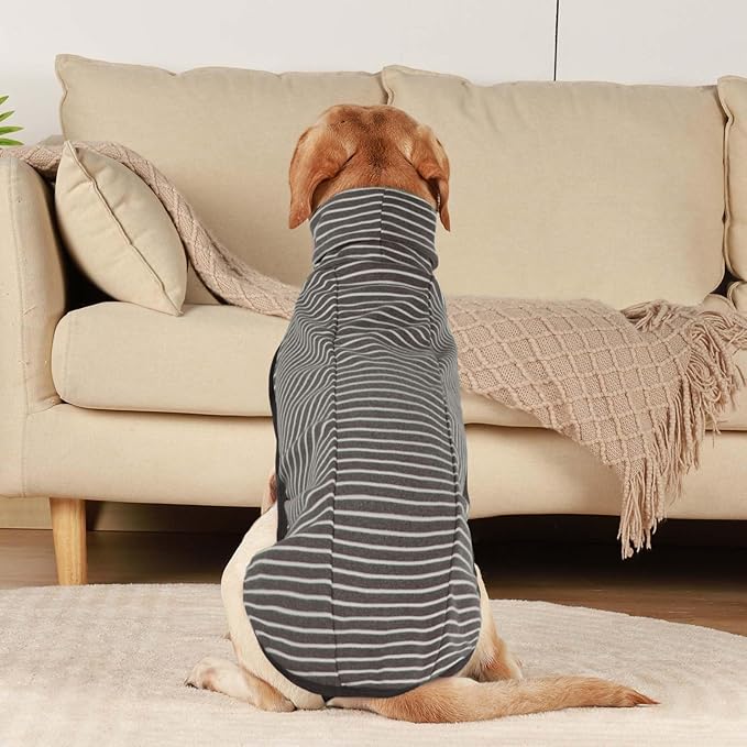 ROZKITCH Dog Winter Coat Soft Pullover Pajamas, Pet Windproof Warm Cold Weather Jacket Vest Cozy Jumpsuit Apparel Outfit Clothes for Walking Hiking Travel Sleep Stripe 3XL