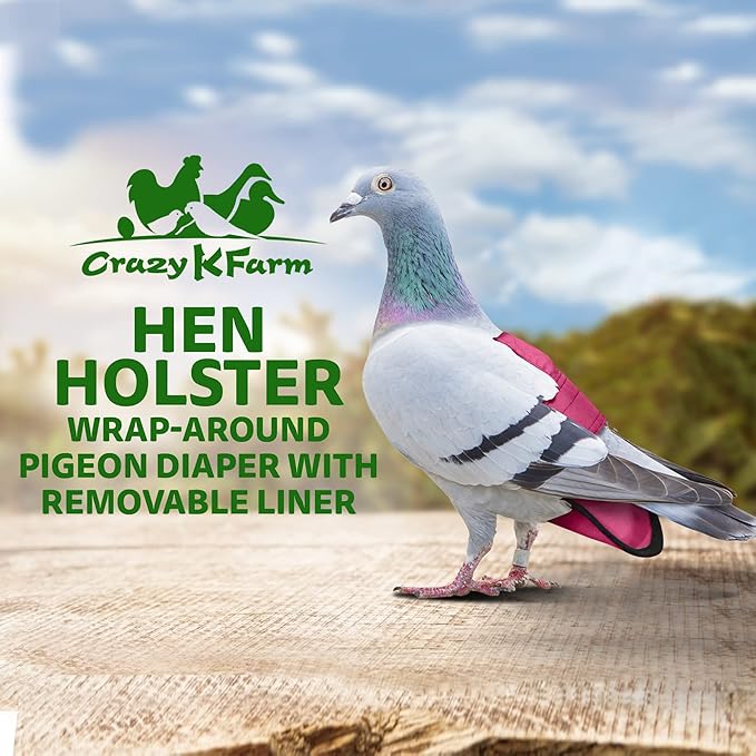 Hen Holster Wrap-Around Bird Diaper & Harness for Larger Pigeons, Small Breed - with Removable Liner, Adjustable Fit for Outdoor Adventures & Indoor Use, Easy to wear - Pink, XS