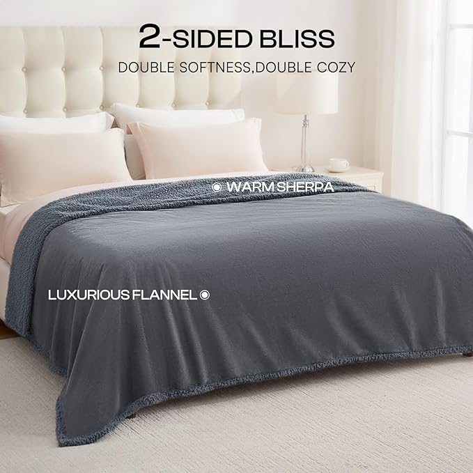 Luciphia Waterproof Bed Blanket Washable, Soft Sherpa Fleece Puppy Reversible Throw Blankets for Small, Medium Dog Cat, Furniture Cover Protector Couch from Liquid Pee and Pet Fur,Light Grey,57" x 40"
