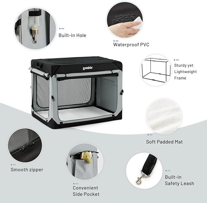 Collapsible Dog Crate for Large Dogs - 42 Inch Dog Travel Crate Portable with Mesh Windows and 3-Door Curtains, Soft Sided Dog Kennel Foldable for Indoor and Outdoor, Camo