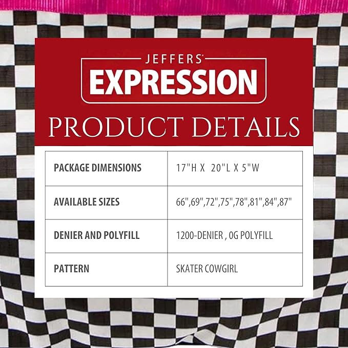 Jeffers Expression 1200 Denier Standard Neck Turnout Sheet, Skater Cowgirl, 66"- Waterproof, Breathable Horse Sheet with 0g Polyfill, No Insulation - Ideal Protection for Wind & Rain, Light Weight