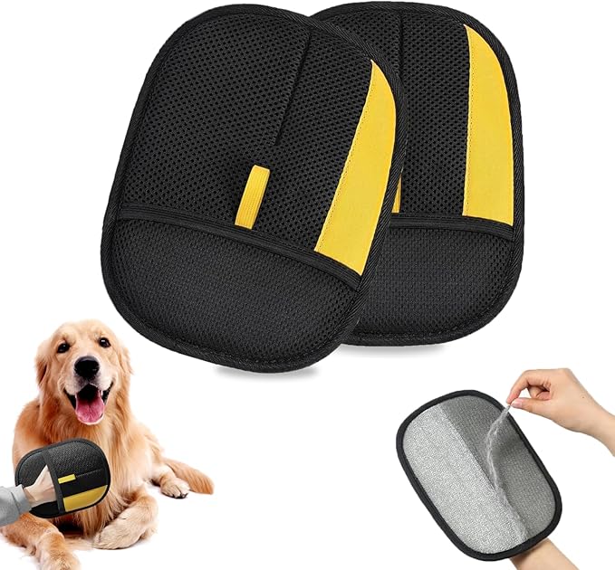 2pcs Pet Hair Removal Gloves for Cats & Dogs – Newly Upgraded Electrostatic Pet Hair Glove – Lint Removal Gloves for Sofa, Couch, Car Seat & Clothe – Magic Brush Pet Hair Remover – Catch Glove for Fur