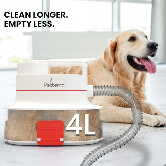 FurCare Pro 3-in-1 Grooming Kit with Vacuum Suction (99%) - Pet Dryer, Professional Clippers & Efficient Grooming Tools, 4L Dust Cup, Low Noise, Ideal for Dogs, Cats, and More