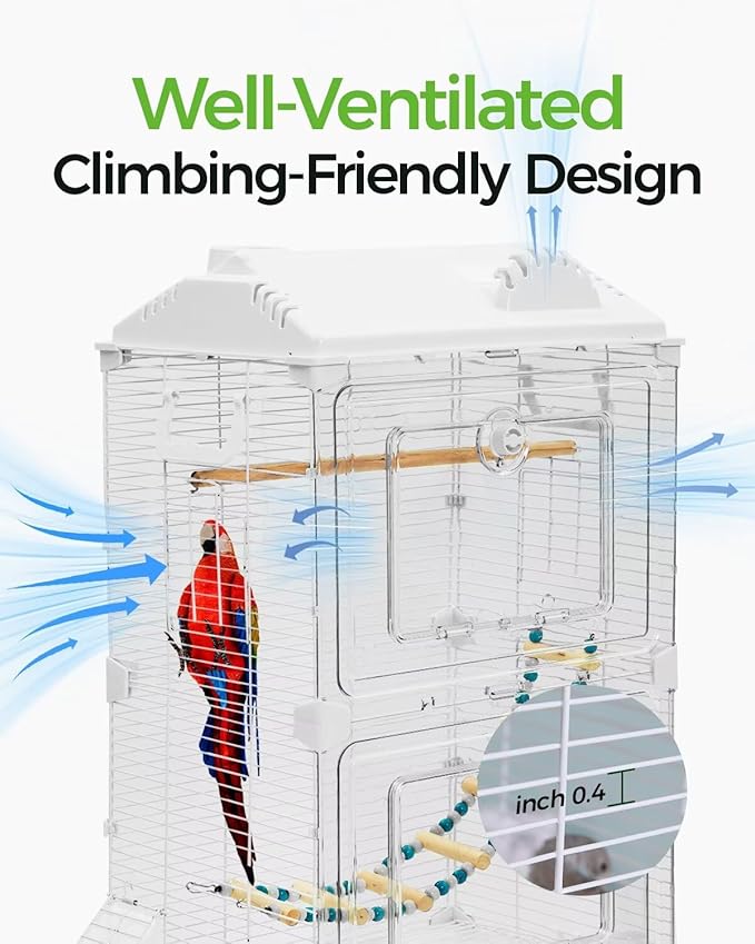 Clear View Bird Cage, Medium Birdcage Aviary for Beginner, Backup Bird Cages Ideal for Travel,Carrier, Bird Breeding or Rescue