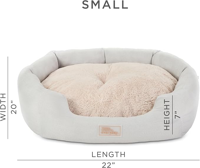 TOWN & COUNTRY EVERYDAY CuddleTown Faux Linen Comfy Cozy Cuddler Pet Bed, Supportive & Calming, Non-Slip Bottom, Machine Washable Cover, Grey, Small 22"x20"x7"