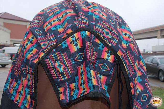 Black Aztec 78 in HILASON 1200D Winter Waterproof Poly Horse Turnout Blanket Belly Wrap