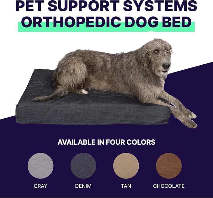 Pet Support Systems Orthopedic Dog Bed - Gel Memory Foam Pet Bed, Luxury Washable Dog Bed for Sleeping and Support (Removable Cover, Small Blue Dog Bed)