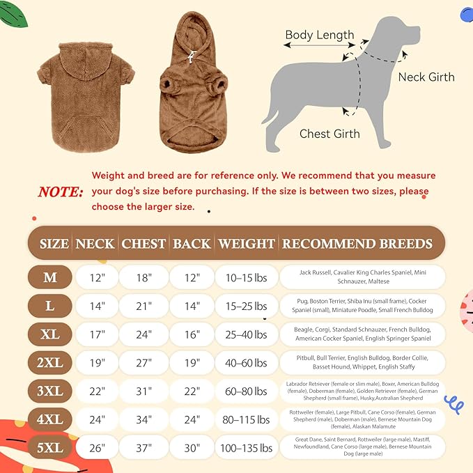 4XL Dog Sweaters for Large Dogs,Dog Hoodie,Warm Fuzzy Fleece Sweatshirt with Hood & Pocket,Leash Hole,Cozy Cold Weather Pet Clothes Sweater Hoodie for Large Dogs(Coffee,4XL)