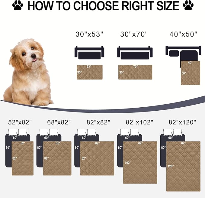 Smiry Waterproof Dog Blanket, 82x82 Inch Soft Pet Bed Cover Reversible, Washable Sofa Couch Furniture Protector for Small Medium Large Dog Puppy Cat, Geometric, Camel/Beige