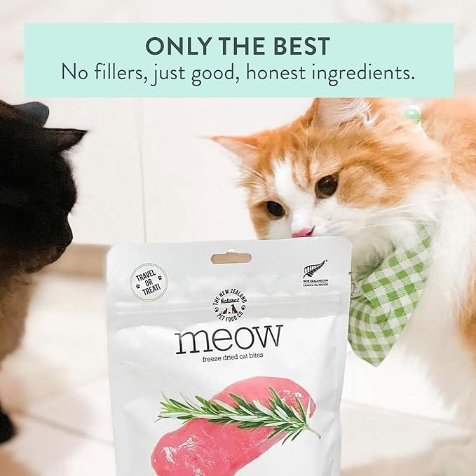 The New Zealand Natural Pet Food Co. Meow Duck Freeze Dried Raw Cat Food, Mixer, or Topper, or Treat - High Protein, Natural, Limited Ingredient Recipe 1.76 oz