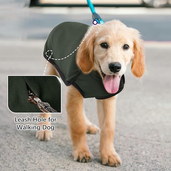 ROZKITCH Dog Winter Coat Soft Pullover Pajamas, Pet Windproof Warm Cold Weather Jacket Vest Cozy Jumpsuit Apparel Outfit Clothes for Walking Hiking Travel Sleep Green 3XL