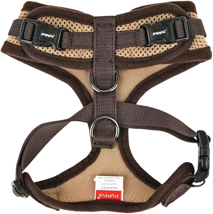 Puppia Authentic RiteFit Harness with Adjustable Neck, Medium, Beige
