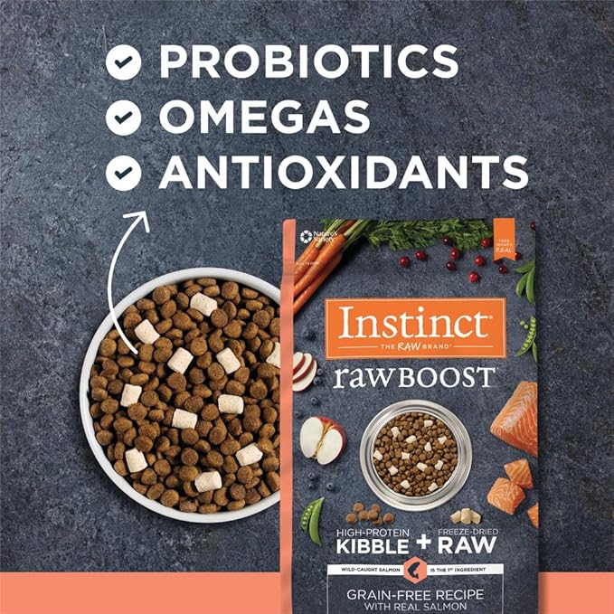 Instinct Raw Boost, Natural Dry Dog Food with Freeze Dried Pieces, High Protein, Grain Free Recipe - Real Salmon, 19 lb. Bag