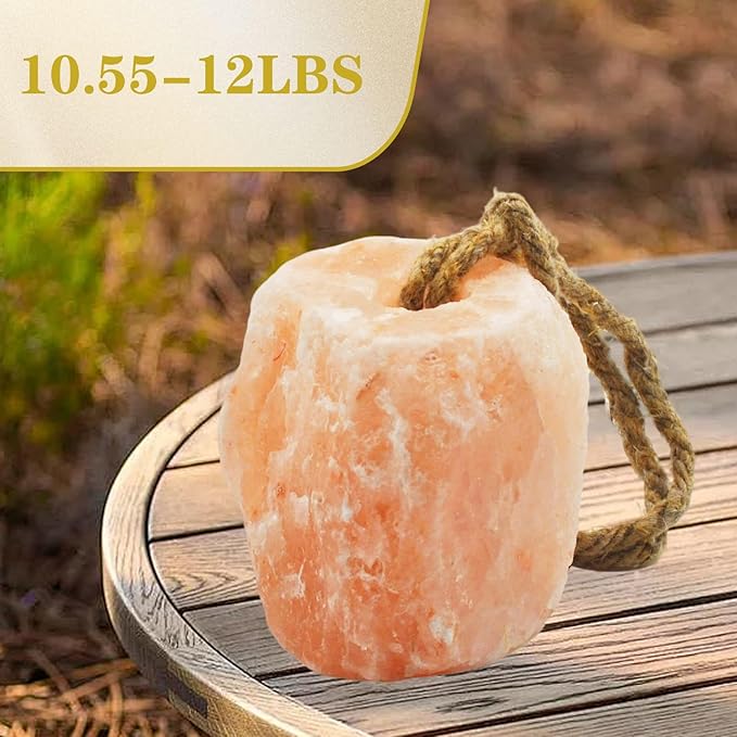 3 Pack Himalayan Salt, Lick Natural Mineral Block Rope Long-Lasting Raw Pink Salt Lick Suitable for Horses, Deer, Cattle, Goats and Other Livestock(7.2-9.9LBS)