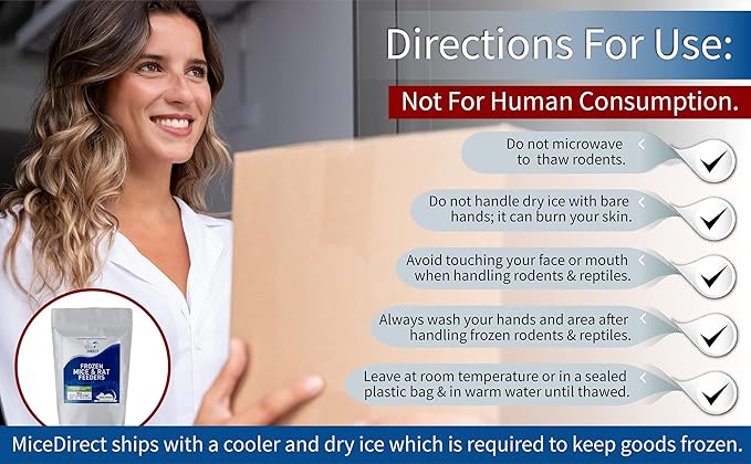 MiceDirect 200 Frozen Mice Weanling Feeders Snake Food for Juvenile Red Tail Boas Ball Python Adult Milk Snakes Corn Sand Boa (2-2.5 in) (Pack of 200) (2600 Grams Min)