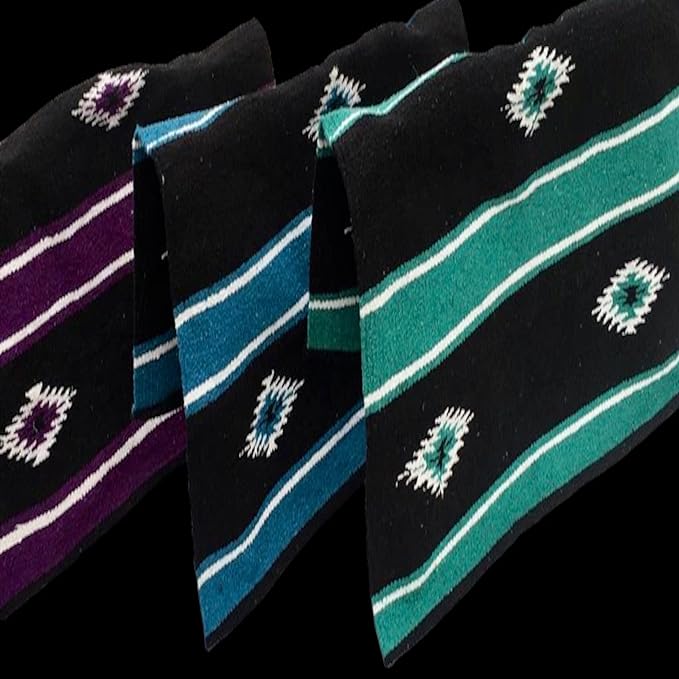 Majestic Ally 36"x 34" Navajo Design Acrylic Saddle Blanket -2.4 lbs (Hurricane Blue and Black)