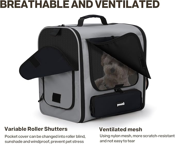 Pecute Cat Carrier Backpack Pet Carrier Backpack Widen Large Space, Stable Pet Backpack for Cat Small Dog, Ventilated Pet Backpack Miniature Dachshund Bag Suitable for Hiking, Camping Grey