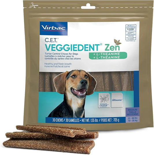 Virbac C.E.T. VEGGIEDENT Zen Tartar Control Chews for Dogs - Medium