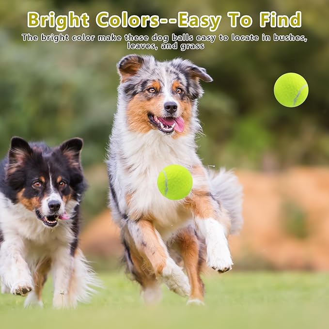 Magicorange Dog Tennis Balls,90 Pack 2.5 inch Floatable Squeaky Tennis Balls for Fetch Exercise, Natural Rubber Squeaky Dog Ball Training Safe (Yellow, 2.5inch)